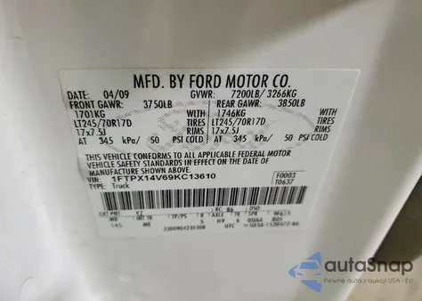 2009 Ford F150 Super Cab из США, поврежденный, VIN 1FTPX14V69KC13610